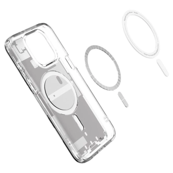 Etui Spigen Ultra Hybrid Mag z MagSafe na iPhone 15 Pro Max - białe (wzór Zero One)