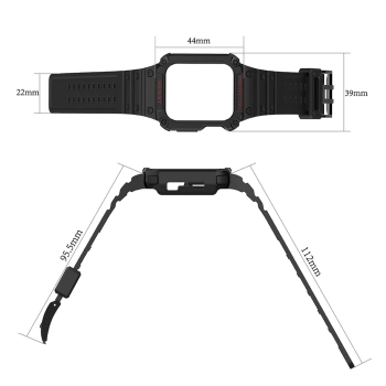Protect Strap Band opaska z etui do Apple Watch 7 / 6 / 5 / 4 / 3 / 2 / SE (41 / 40 / 38mm) obudowa pancerny pokrowiec na zegarek czarny / czerwony