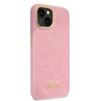 Etui Guess Croco Collection na iPhone 14 Plus - różowe