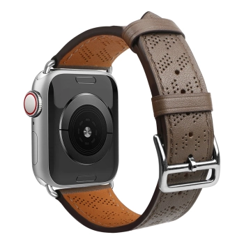 Strap Leather skórzany pasek Apple Watch Ultra, SE, 9, 8, 7, 6, 5, 4, 3, 2, 1 (49, 45, 44, 42 mm) opaska bransoleta ciemnobrązowy