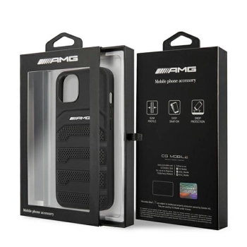 Etui AMG Leather Debossed Lines na iPhone 14 Plus - czarne