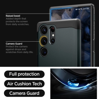 Etui Spigen Tough Armor na Samsung Galaxy S23 Ultra - ciemnozielone