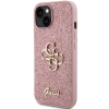 Etui Guess Glitter Script Big 4G na iPhone 15 - różowe