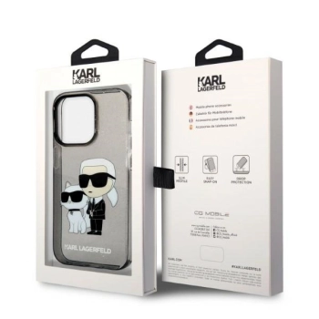 Etui Karl Lagerfeld Glitter Karl&Choupette na iPhone 14 Pro Max - czarne