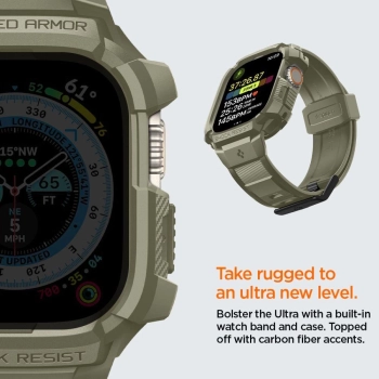 Etui z paskiem Spigen Rugged Armor Pro na Apple Watch Ultra (49 mm) - zielone