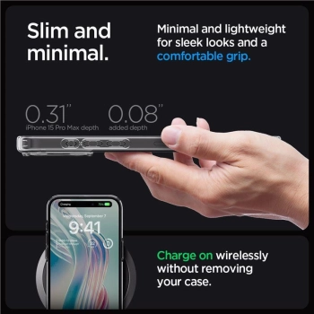 Etui Spigen Ultra Hybrid na iPhone 15 Pro Max - przezroczysto-szare
