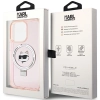 Etui Karl Lagerfeld Ring Stand Choupette Head MagSafe do iPhone 15 Pro - różowe