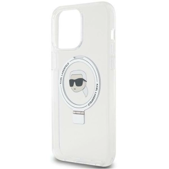 Etui Karl Lagerfeld Ring Stand Karl Head MagSafe do iPhone 15 Pro Max - białe
