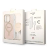 Etui Guess 4G Print MagSafe na iPhone 14 Pro + ładowarka indukcyjna - różowe