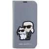 Etui Karl Lagerfeld Saffiano Karl&Choupette na iPhone 14 Pro - srebrne