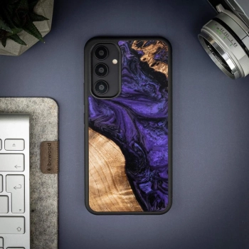 Etui z drewna i żywicy na Samsung Galaxy A54 5G Bewood Unique Violet - fioletowo-czarne