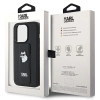 Etui Karl Lagerfeld Gripstand Saffiano Choupette Pins na iPhone 14 Pro - czarne