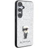 Etui Karl Lagerfeld Fixed Glitter Ikonik Logo Metal Pin na Samsung Galaxy S24 - srebrne