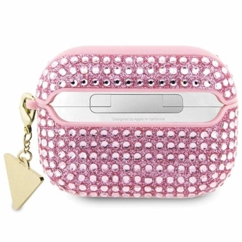 Etui Guess Rhinestone Triangle Charm na AirPods Pro - różowe