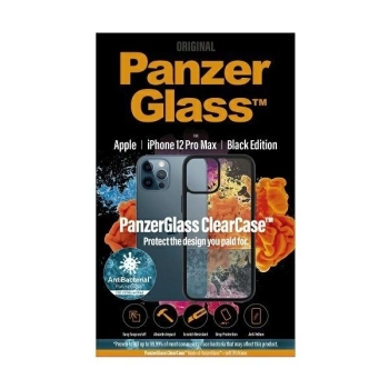 Etui PanzerGlass ClearCase antybakteryjne na iPhone 12 Pro Max - przezroczysto-czarne