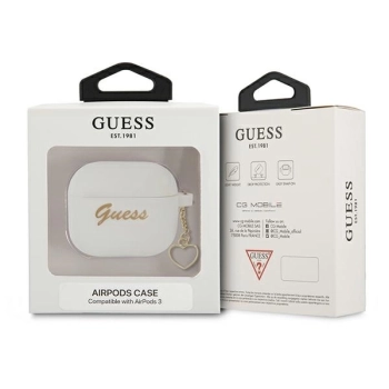 Etui Guess Silicone Charm Heart Collection na AirPods 3 - białe