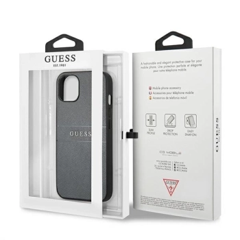 Etui Guess Saffiano Strap na iPhone 13 mini - szare