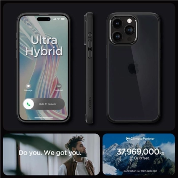 Etui Spigen Ultra Hybrid na iPhone 15 Pro - przezroczysto-czarne