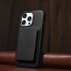 iCarer Litchi Premium Leather Case skórzane etui iPhone 14 Pro magnetyczne z MagSafe czarny (WMI14220710-BK)