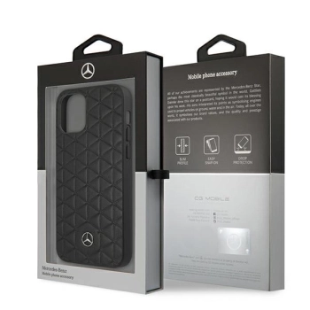 Etui Mercedes Leather Quilted Embossed na iPhone 12 Pro Max - czarne