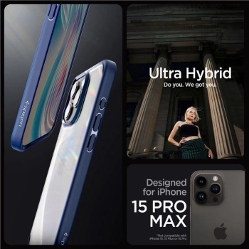 Etui Spigen Ultra Hybrid na iPhone 15 Pro Max - niebieskie