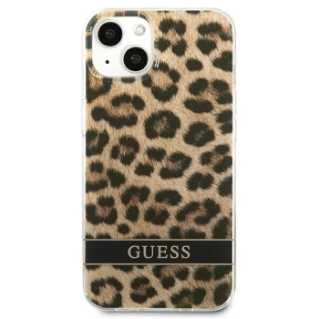 Etui Guess Leopard na iPhone 13 mini - brązowe
