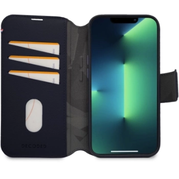 Etui Decoded Detachable Wallet Case skórzane z MagSafe z klapką do iPhone 14 Pro Max - granatowe