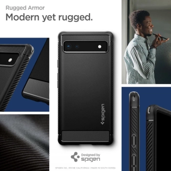 Etui Spigen Rugged Armor na Google Pixel 6A - czarny mat