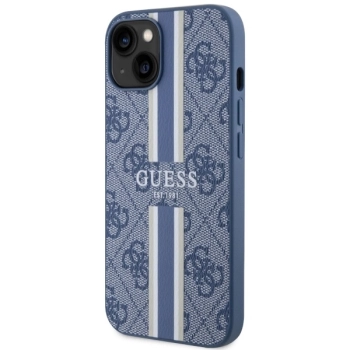Etui Guess 4G Printed Stripes MagSafe na iPhone 14 - niebieskie