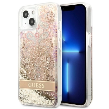 Etui Guess Paisley Liquid Glitter na iPhone 13 mini - złote