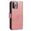 Etui portfel z klapką podstawką do iPhone 15 Pro Max Magnet Case - różowe