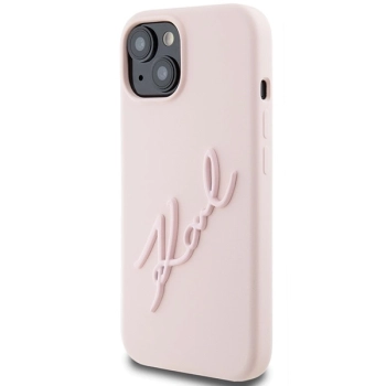 Etui Karl Lagerfeld Silicone Karl Script na iPhone 15 - różowe