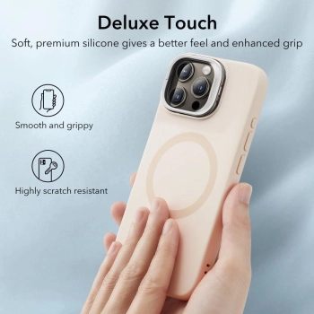 Etui ESR Cloud Kickstand Halolock z MagSafe na iPhone 15 Pro Max - beżowe