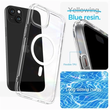 Etui Spigen Crystal Hybrid MagSafe na iPhone 15 - przezroczysto-białe