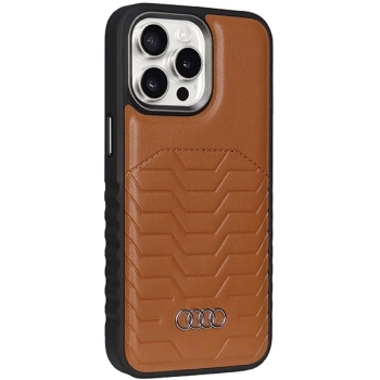 Etui Audi Synthetic Leather z MagSafe na iPhone 14 Pro Max - brązowe