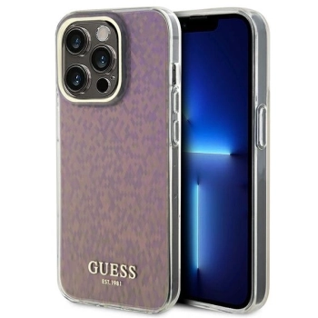 Etui Guess IML Faceted Mirror Disco Iridescent do iPhone 15 Pro - różowe