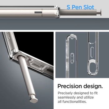 Etui Spigen Ultra Hybrid OneTap Ring z MagSafe na Samsung Galaxy S24 Ultra - przezroczyste (wzór Zero One)