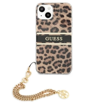 Etui Guess Gold Chain na iPhone 13 mini - brązowe cętki