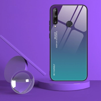 Gradient Glass etui pokrowiec nakładka ze szkła hartowanego Huawei P40 Lite E różowo-fioletowy