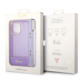 Etui Guess Translucent Pearl Strap na iPhone 14 Pro - fioletowe