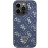 Etui Guess 4G Triangle Metal Logo na iPhone 15 Pro - niebieskie