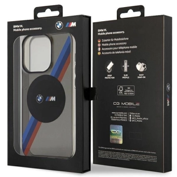 Etui BMW Tricolor Stripes MagSafe na iPhone 14 Pro - szare