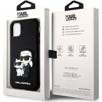 Etui Karl Lagerfeld Saffiano Karl&Choupette na iPhone 11 / Xr - czarne