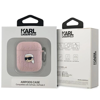 Etui Karl Lagerfeld Monogram Karl Head na AirPods 1 / 2 - różowe