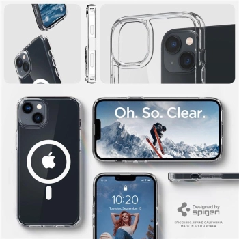 Etui Spigen Ultra Hybrid Mag z MagSafe na iPhone 14 - przezroczysto-białe